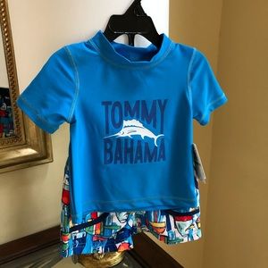 Tommy Bahama baby boys’ rash-guard and swim shorts
